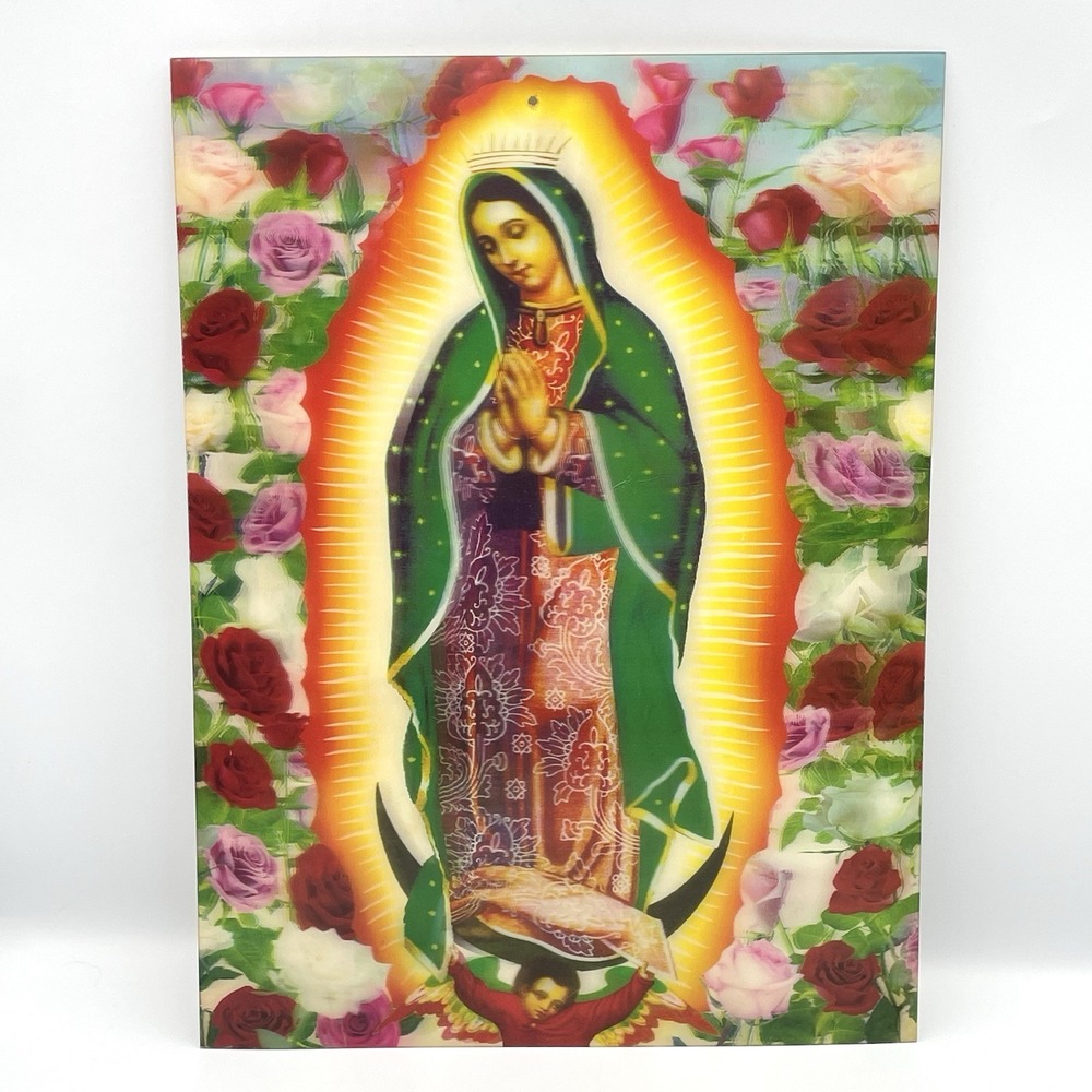 Vintage 1980s Our Lady of Guadalupe Lenticular 3D Motion Religious Wall Art